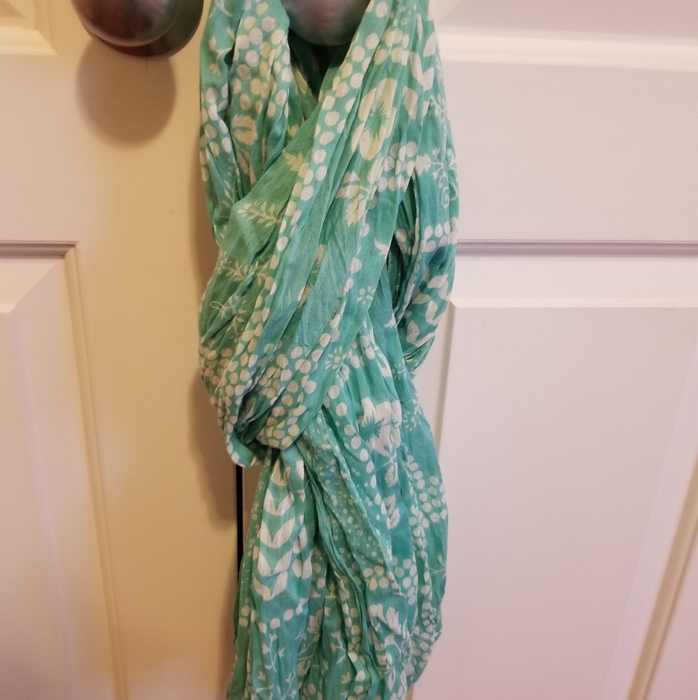 Turquoise floral lightweight scarf